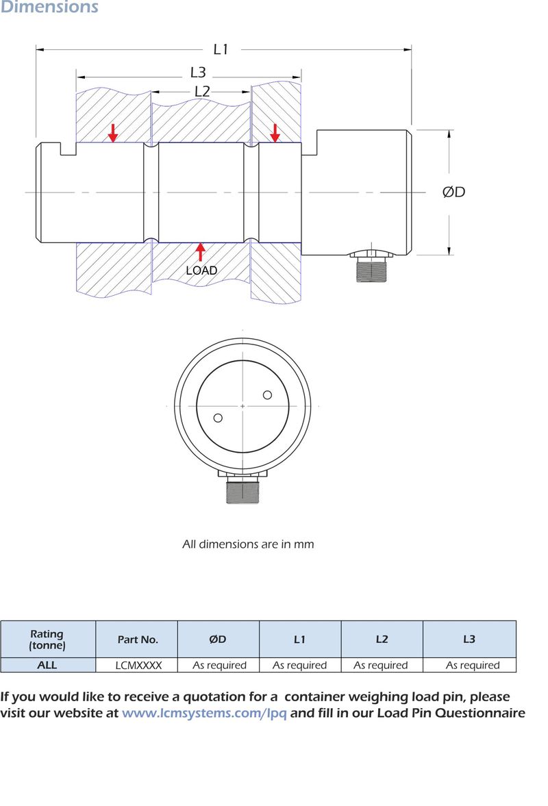 cwm-1 load pin dimensions